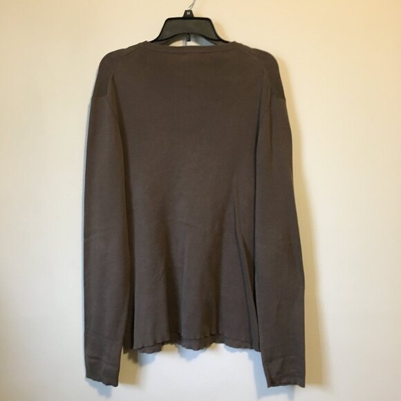 Club Monaco Long Brown Cotton Blend Knit V-Neck Sweater - Picture 2 of 14